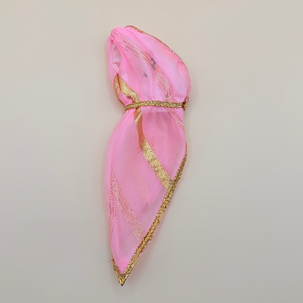 Vintage Barbie One Shoulder Pink Gold Sheer Gown Dress #1421 1980s‎ Doll Clothes